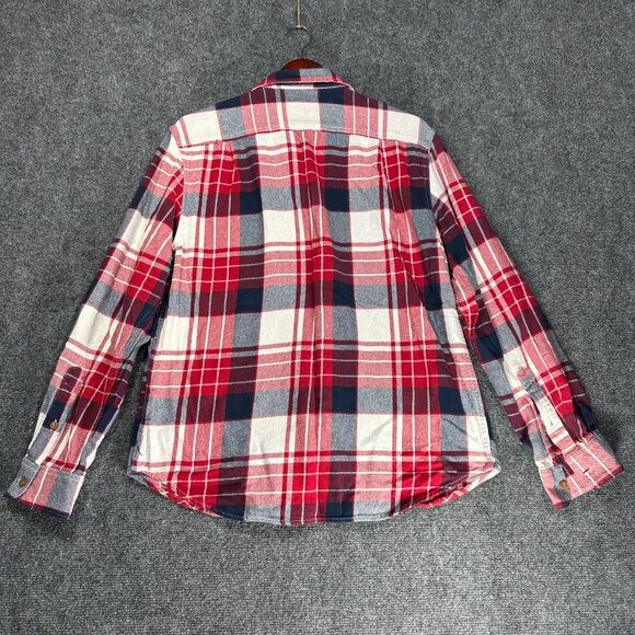 Old Navy Vintage Flannel Shirt Mens Large Red White Blue Cotton Button Up Pocket - Picture 7 of 8